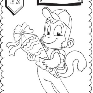 Schultüten - Ausmalbild zur Einschulung: Affe