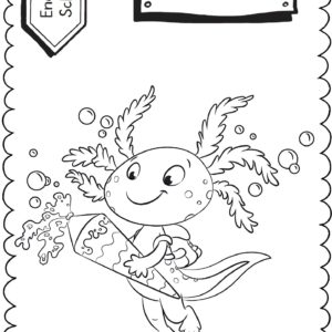 Schultüten - Ausmalbild zur Einschulung: Axolotl