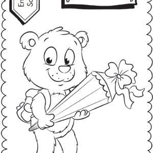 Schultüten - Ausmalbild zur Einschulung: Bär