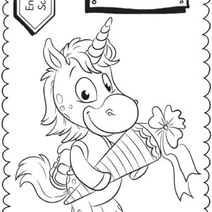 Schultüten - Ausmalbild zur Einschulung: Einhorn