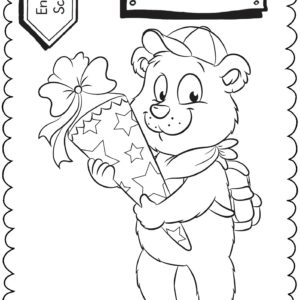 Schultüten - Ausmalbild zur Einschulung: Eisbär