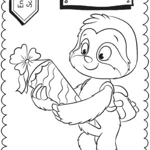 Schultüten - Ausmalbild zur Einschulung: Faultier