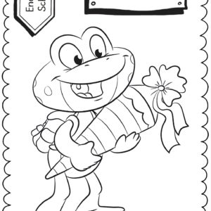 Schultüten - Ausmalbild zur Einschulung: Frosch