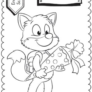 Schultüten - Ausmalbild zur Einschulung: Fuchs