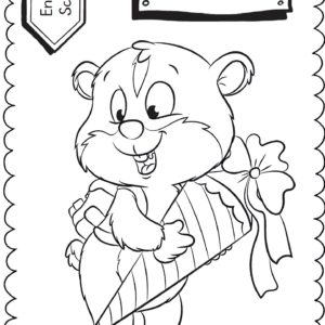 Schultüten - Ausmalbild zur Einschulung: Hamster