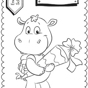 Schultüten - Ausmalbild zur Einschulung: Nilpferd