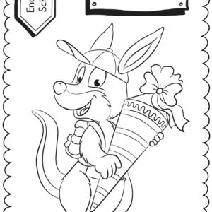 Schultüten - Ausmalbild zur Einschulung: Känguru