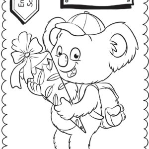 Schultüten - Ausmalbild zur Einschulung: Koala