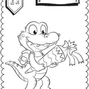 Schultüten - Ausmalbild zur Einschulung: Krokodil