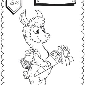 Schultüten - Ausmalbild zur Einschulung: Lama