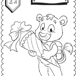 Schultüten - Ausmalbild zur Einschulung: Löwe