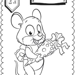 Schultüten - Ausmalbild zur Einschulung: Maus