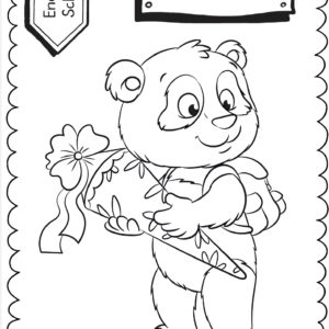 Schultüten - Ausmalbild zur Einschulung: Panda