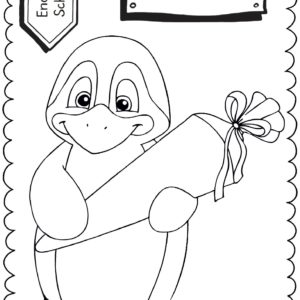 Schultüten - Ausmalbild zur Einschulung: Pinguin