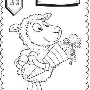 Schultüten - Ausmalbild zur Einschulung: Schaf