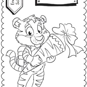 Schultüten - Ausmalbild zur Einschulung: Tiger