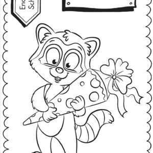 Schultüten - Ausmalbild zur Einschulung: Waschbär