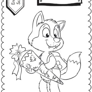 Schultüten - Ausmalbild zur Einschulung: Wolf