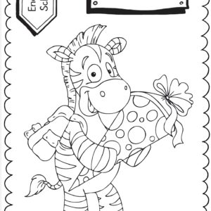 Schultüten - Ausmalbild zur Einschulung: Zebra