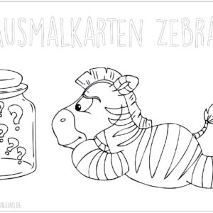 15 DIN A6 Ausmalkarten Zebras