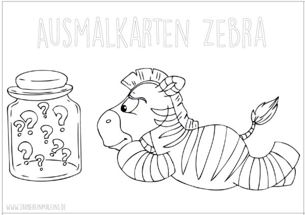 15 DIN A6 Ausmalkarten Zebras