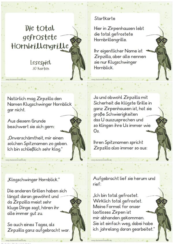 Lesespiel: Die total gefrostete Hornbrillengrille