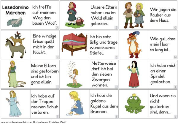 Lesedomino analog und digital: Märchen