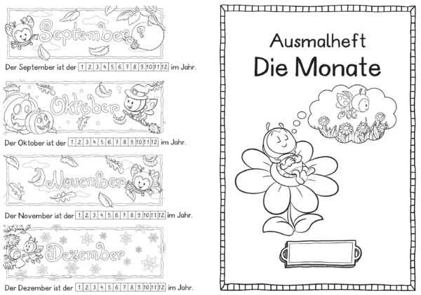 Ausmalheft "Die Monate" - Marienkäfer