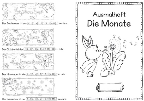 Ausmalheft "Die Monate" - Fledermaus