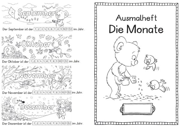 Ausmalheft "Die Monate" - Koala