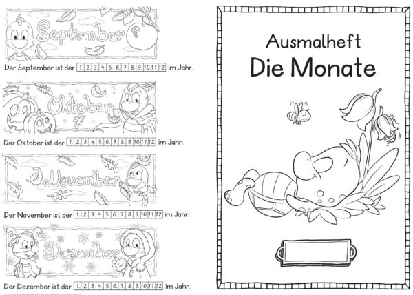 Ausmalheft "Die Monate" - Schildkröte