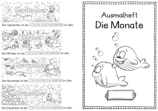 Ausmalheft "Die Monate" - Wal