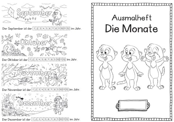 Ausmalheft "Die Monate" - Erdmännchen