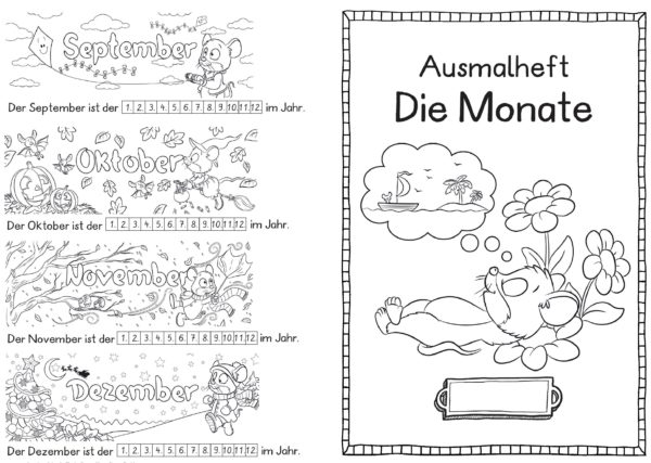Ausmalheft "Die Monate" - Maus