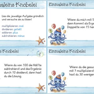 Anspruchsvolle Knobelkartei Einmaleins - 39 Aufgabenkarten