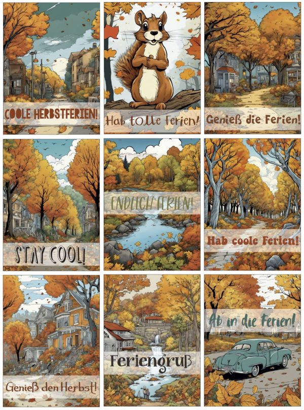 Feriengruß Herbst - coole Kärtchen