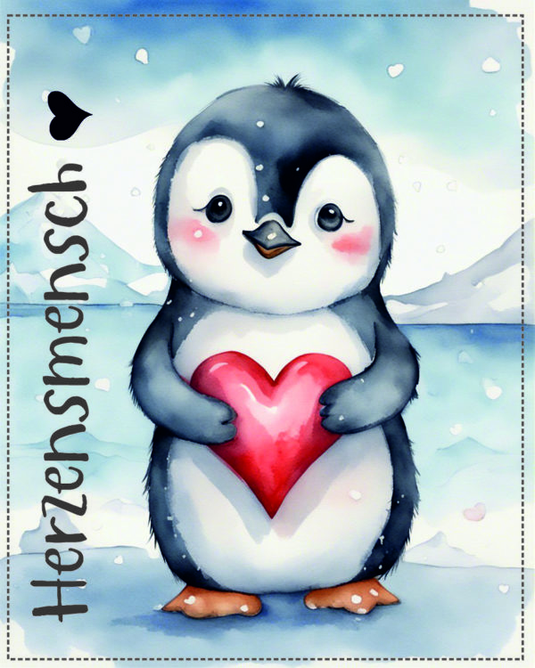 Kärtchen Herzensmensch mit Pinguin