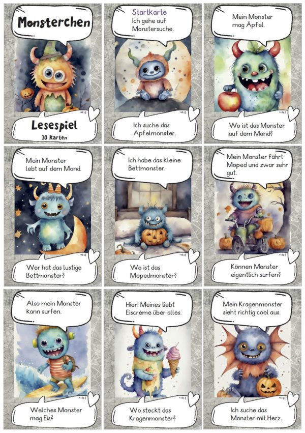 Lesespiel: Monsterchen