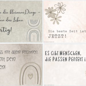 32 druckbare Boho-Kärtchen mit schönen Sprüchen