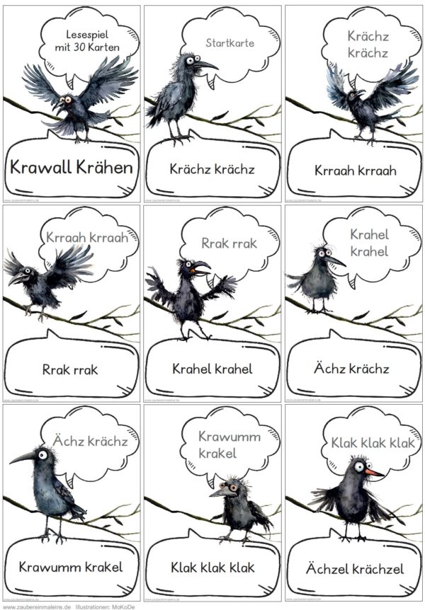 Lesespiel: Krawall Krähen