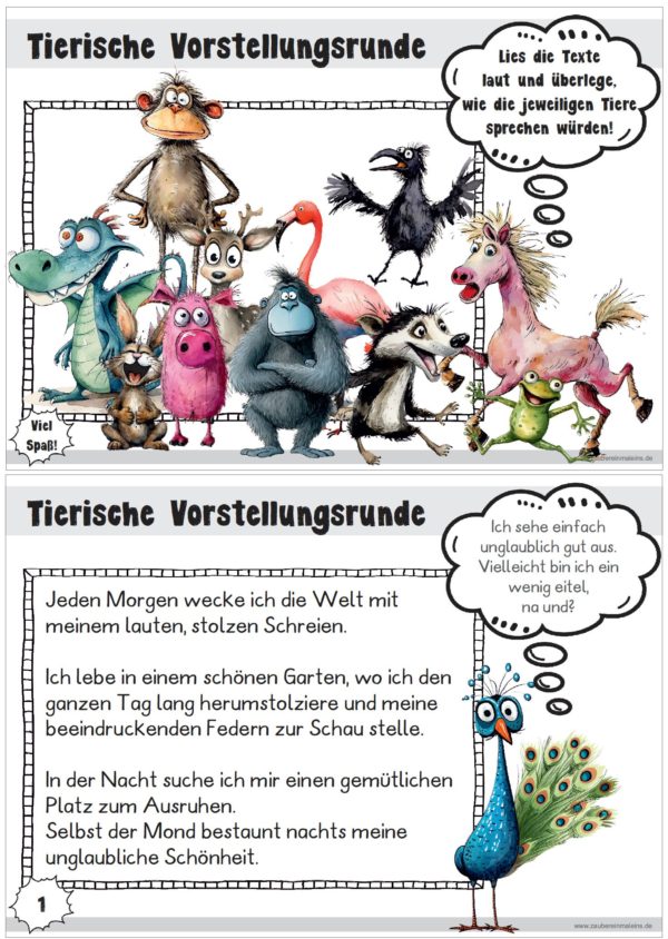 Tierische Vorstellungsrunde - Lautlesekartei