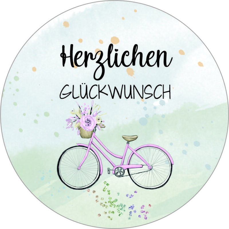 Buttonvorlage: Glückwunsch mit Rad – Zaubereinmaleins Shop