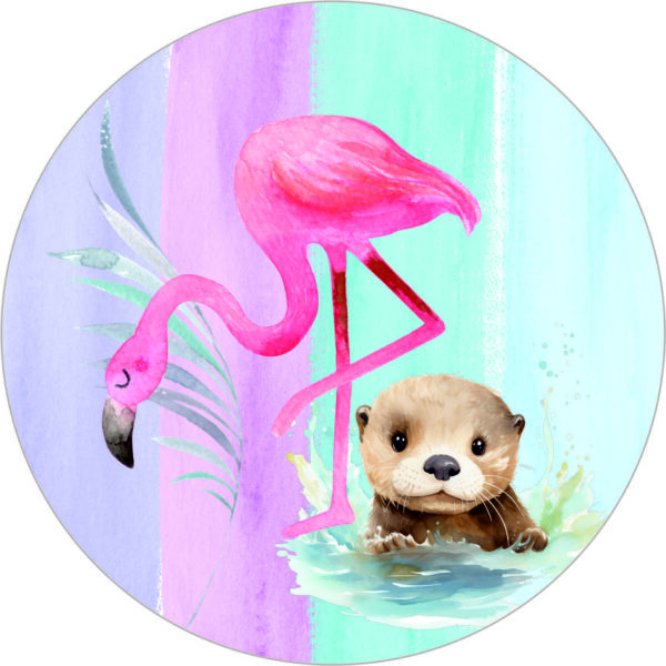 Buttonvorlage: Flamingo und Otter