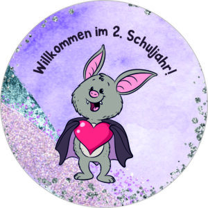 Buttonvorlage: Willkommen im 2. Schuljahr - Fledermaus