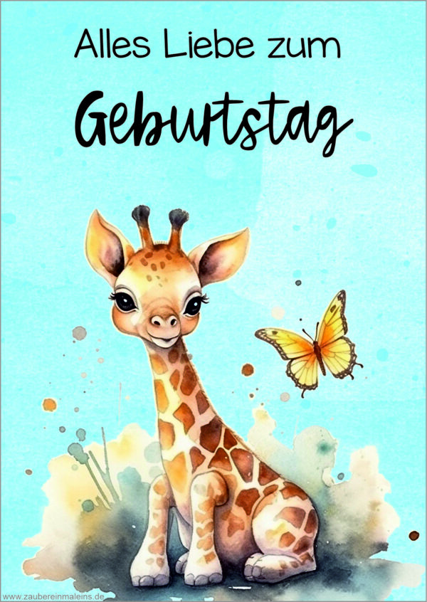 Kärtchen: Geburtstagskarte Giraffe