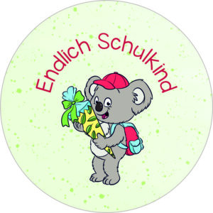 Buttonvorlage: Endlich Schulkind - Koala