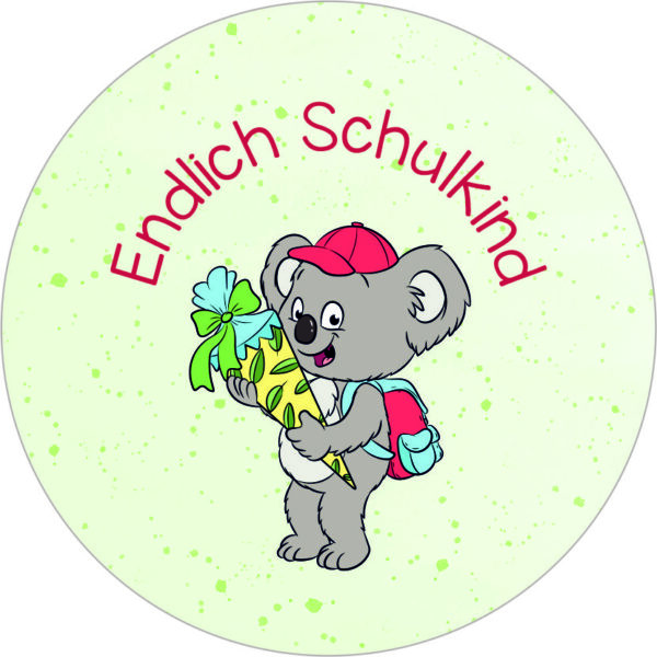 Buttonvorlage: Endlich Schulkind - Koala