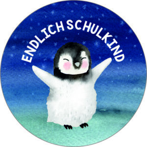 Buttonvorlage: Schulkind Pinguin
