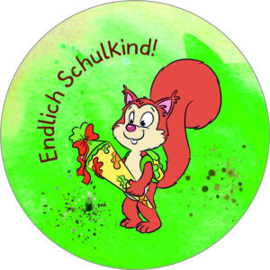 Buttonvorlage: Schulkind Eichhörnchen