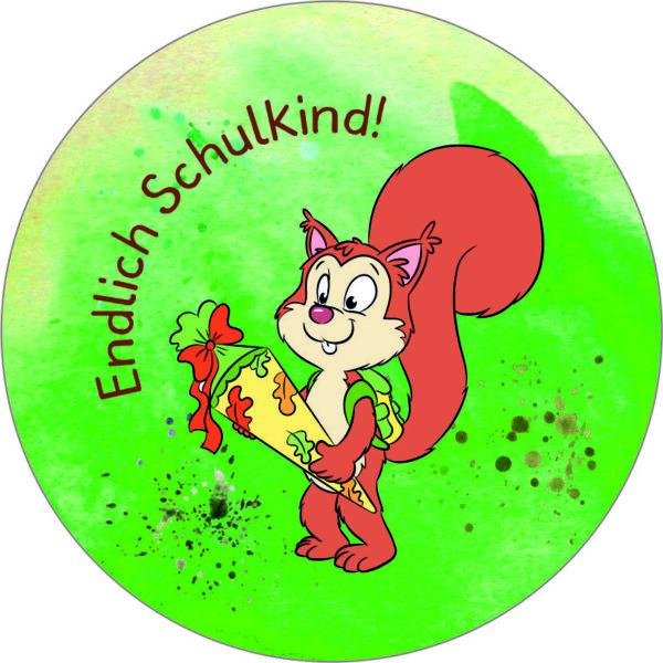 Buttonvorlage: Schulkind Eichhörnchen